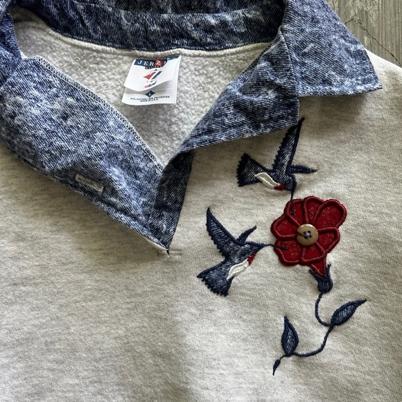 Vintage Jerzees Gray Humming Bird Sweatshirt Size Large - Picture 3 of 5
